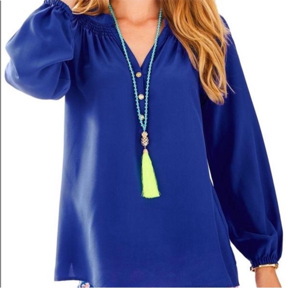 Lilly Pulitzer Royal Blue Silk Blouse